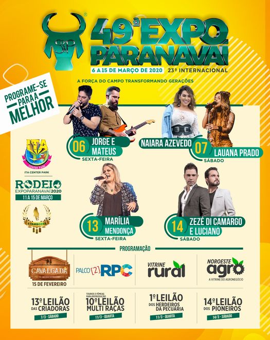 Ingressos individuais para shows da ExpoParanavaí começam a ser vendidos na segunda