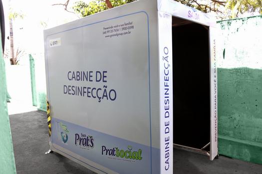 Cabine de desinfecção na Santa Casa, em Paranavaí