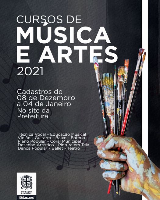 Fundação Cultural abre cadastro on-line para cursos gratuitos de Música e Artes em 2021, em Paranavaí