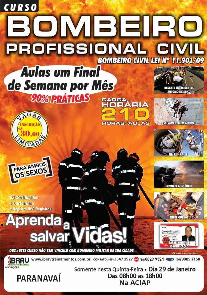 Inscrições para Curso de Bombeiro profissional Civil serão realizadas nesta quinta-feira em Paranavai