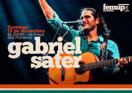 Gabriel Sater fará show gratuito em Paranavaí no encerramento da Semana do Femup