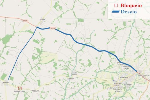 Rota alternativa a PR-218 entre Amaporã e Paranavaí