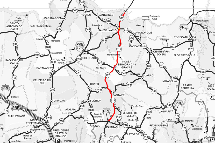 Estado vai restaurar e ampliar rodovia entre Iguaraçu e a divisa com São Paulo