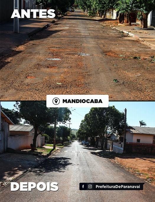 Recuperação do asfalto em Mandiocaba, em Paranavaí