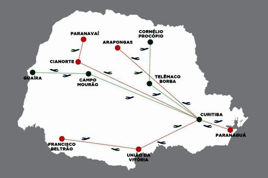 Paraná ganha 10 novas rotas de voos espalhadas pelo Estado